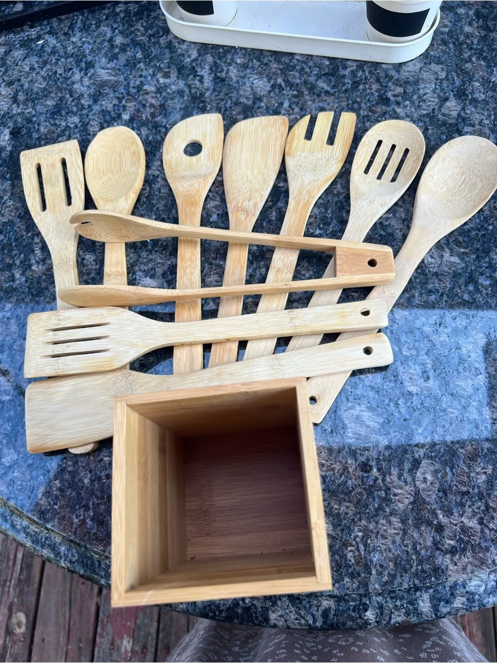 Bamboo Cooking Utensil 11 pcs Set with Holder - Natural Beige